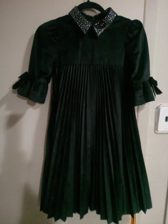 Velour Pleated Color Dress