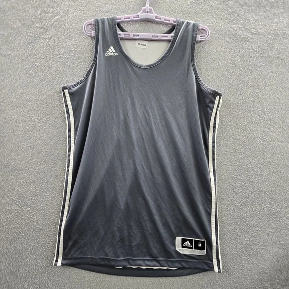 Adidas Men Tank Top M Gray Activewear Logo Sleeveless
