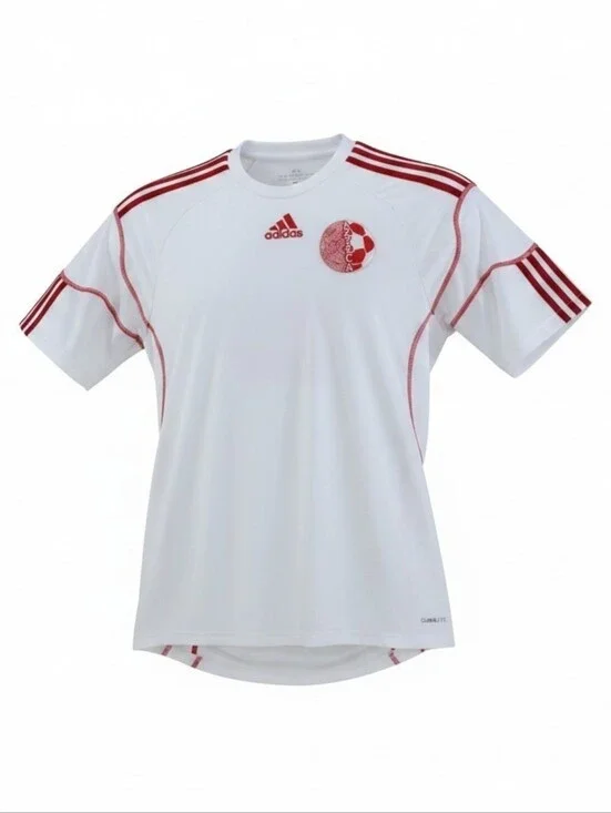 Adidas Soccer Jersey Shirt Mens S White Red Fitted SS Azteca Climalite