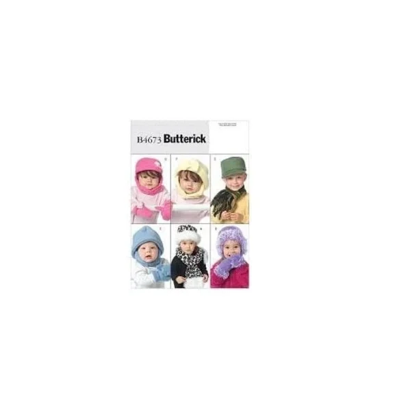 Butterick Sewing Pattern 4673 Infants Toddlers Hat Scarves Mittens