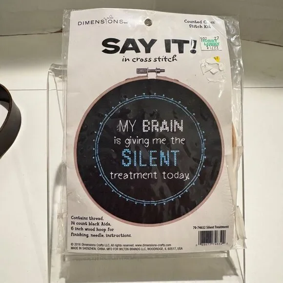 My brain giving silent treatment counted cross stitch kit NIP Dimensions Say It