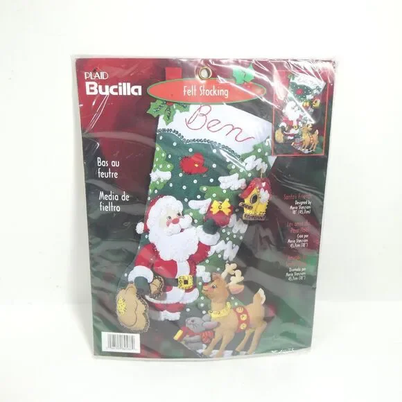 Bucilla Felt Christmas Stocking Kit Santa’s Friends 84586 SEALED UNUSED NOS