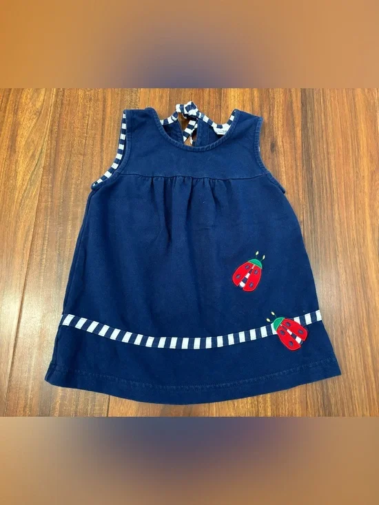 Florence Eiseman Navy Embroidered Ladybug Sleeveless Dress