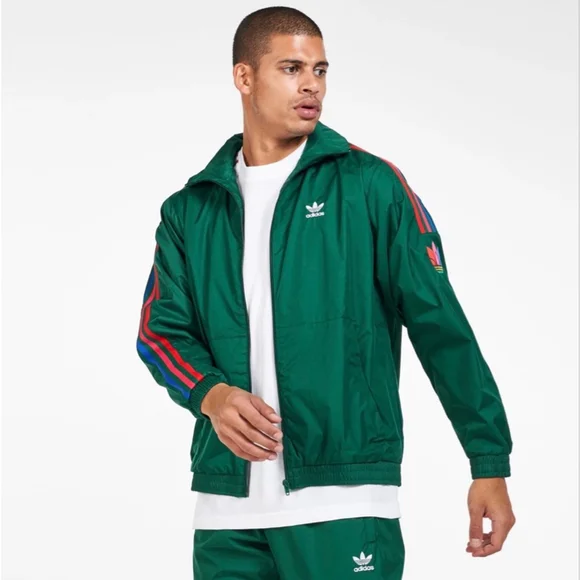 Adidas Trefoil 3 stripes track jacket green size L