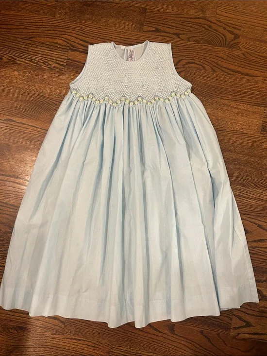 Smocked Light Blue Girls' Formal Dress