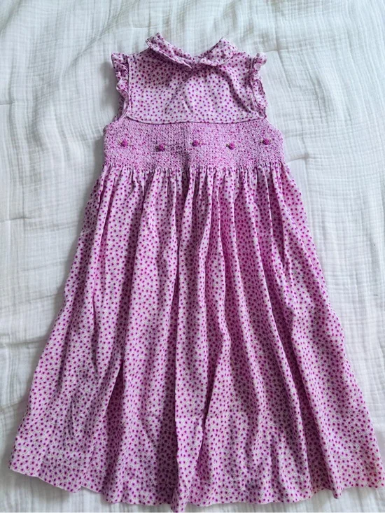 Laura Ashley Pink Pinwale Corduroy Floral Smocked Sundress
