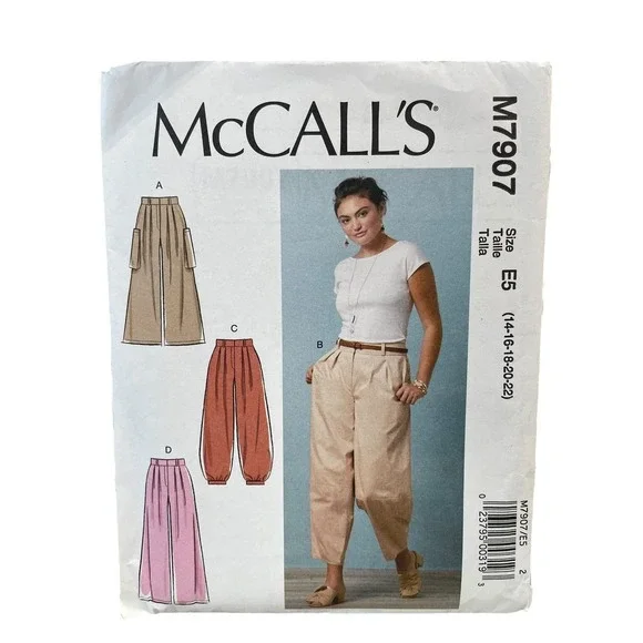 McCALL'S‎ M7907 Misses' Pants Size E5 14-22 Loose-Fitting Style UNCUT FF