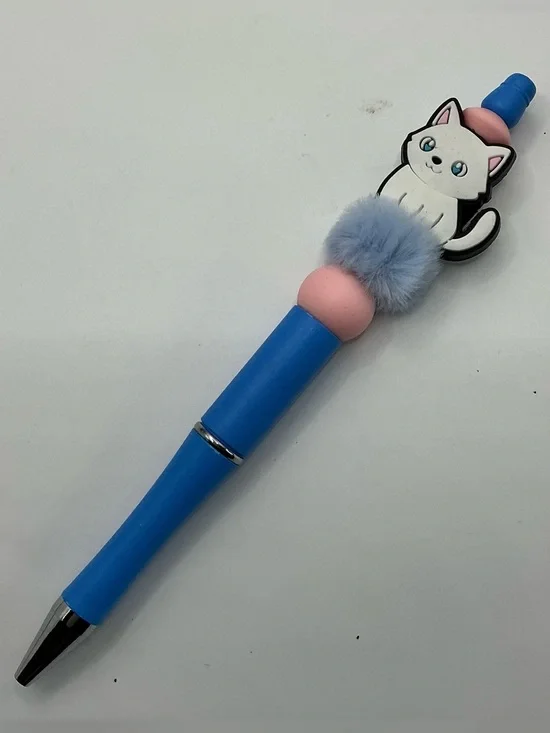 CUTE BLUE KITTY POMPOM HANDMADE DECORATIVE PEN