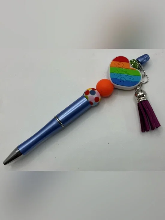 LGBTQ RAINBOW PRIDE HEART DREAM BIG BEADED HANDMADE DECORATIVE PEN