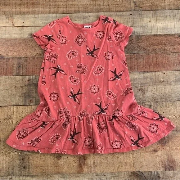 Cotton on Kids Pink Paisley And Bird Print Dress 6