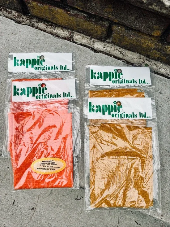 Kappie Originals Vintage X Stitch Fabric Pieces - Orange & Mustard 18 Count