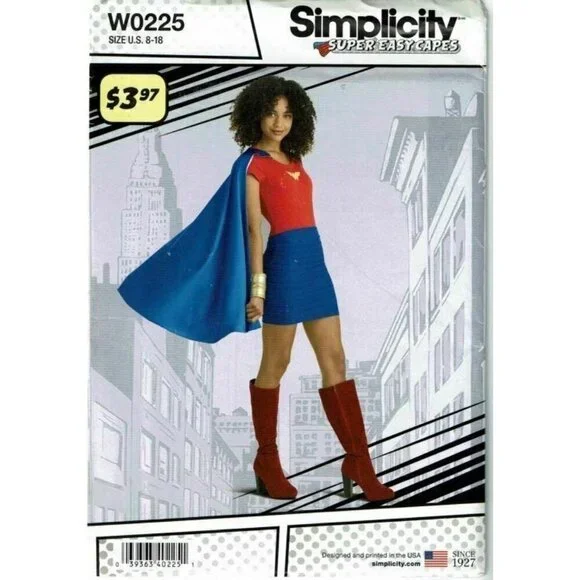 Simplicity Sewing Pattern 0225 Misses Cape‎ Costume Easy Size 8-18