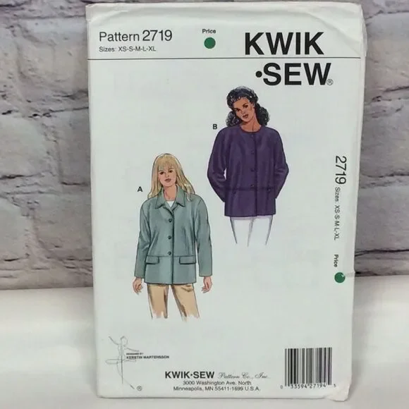 Kwik Sew Sewing Pattern 2719 Uncut Women's Jacket Sz XS-XL 2 Styles Made In USA