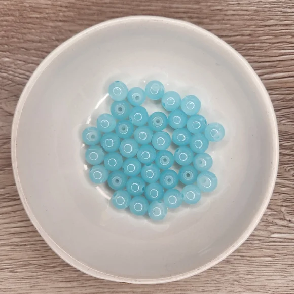 Blue Glass Beads 8mm Round 40 Bead Count #63