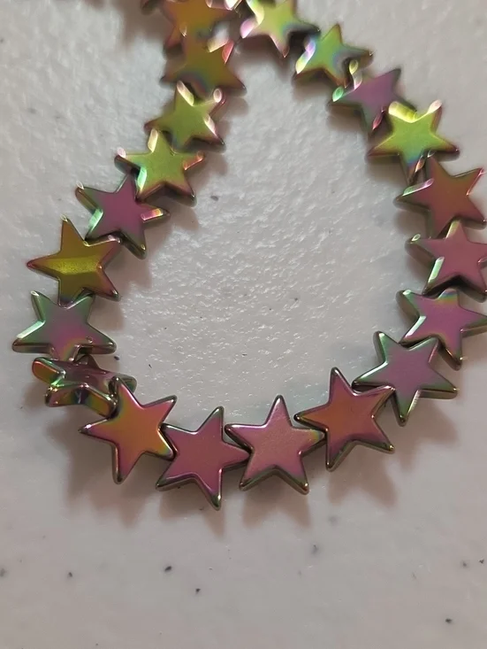 Colorful Star Hematite Strand Iridescent Rainbow 10mm  15