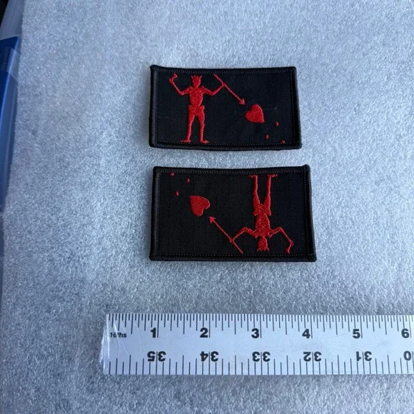 Black Red Pirate Skeleton Heart Embroidered Patch‎ Set Iron On Sew On