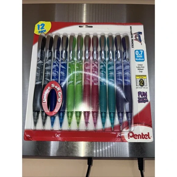 12 Pentel Razzle‎ Dazzle Icy Automatic Pencil 0.7 mm Assorted Barrel Colors NEW