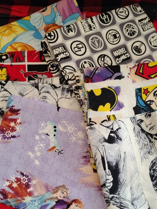 Superhero & Disney Fabric Fat Quarter Bundle - Multi Color Prints - 7 FQ 18
