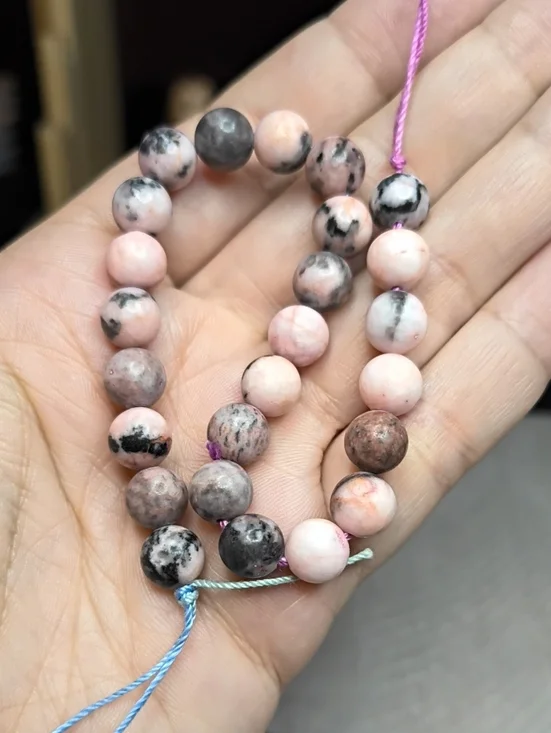 #5- 8mm Pink Zebra Jasper Bead Strand - 8