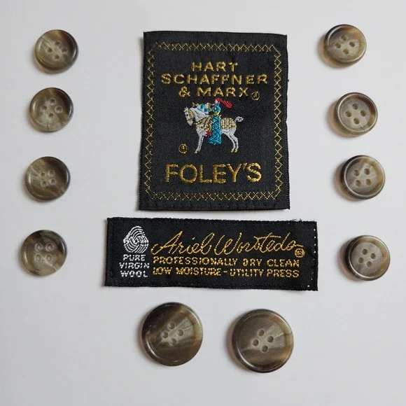 Hart Schaffner & Marx Gray Swirl Blazer Replacement Buttons Set of‎ 10 With Tags