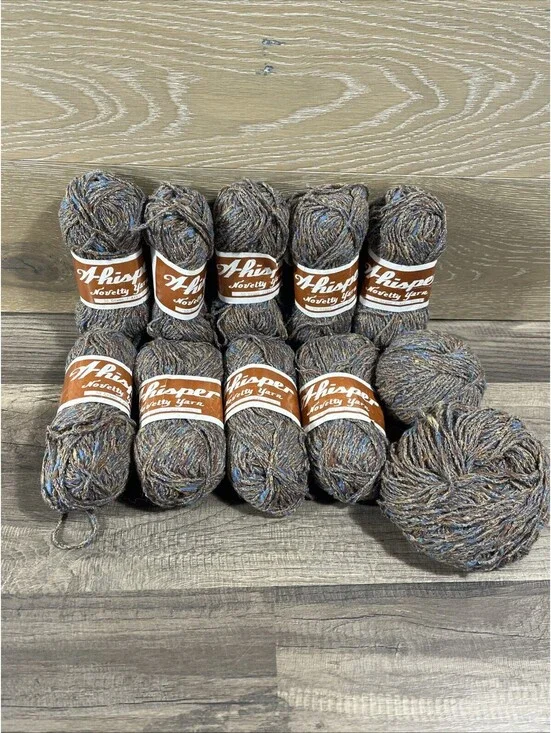“Whisper” Novelty Yarn Lot of 11 Skeins Cream/Rust/Blue Wool Polyamid Acrylic