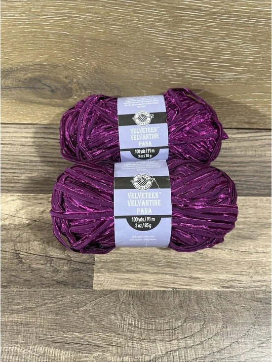 Loops & Threads Velveteen Yarn - Dark Purple Lot of 2