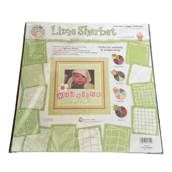 ProvoCraft Color Wheel Paper Collection Lime Sherbert Scrapbooking Card Making‎
