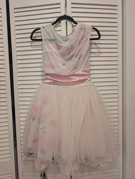 XLC Girls' Pink Floral Tulle Party Dress/Dance Dress  Size 10/12