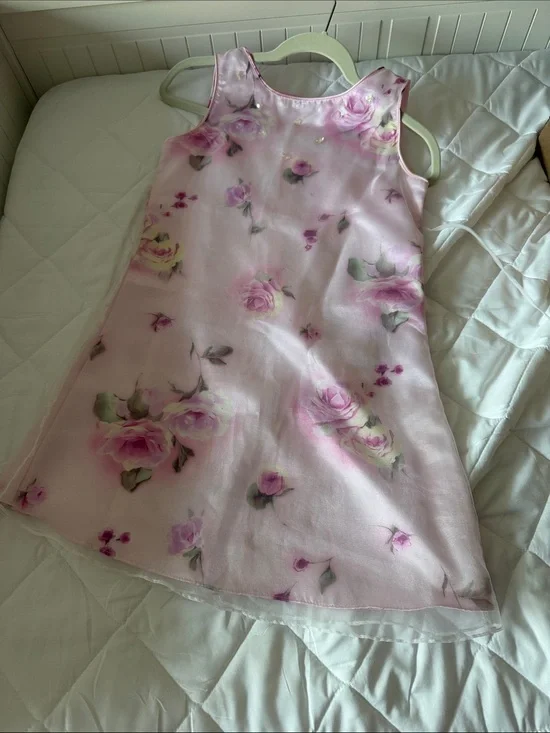 Rare Editions Pink Floral A-Line Sleeveless Dress
