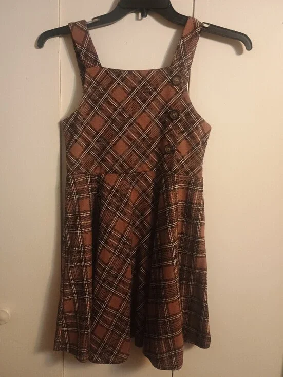 Knitworks Size Large (14) Plaid Pinafore Dress