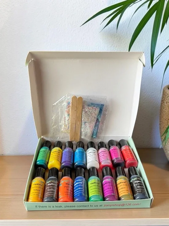 SigWong Epoxy Resin Colorant Set 16 Colors Pigment Kit for UV & Epoxy Resin