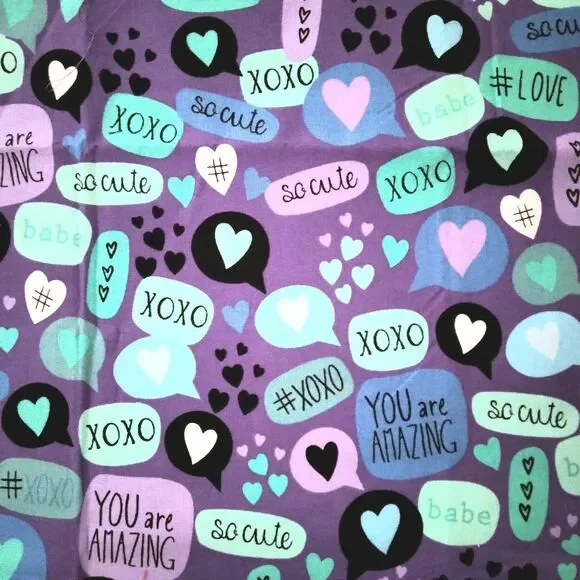 Waverly Inspirations Love Babe XOXO Hearts Purple Quilting Craft Fabric Piece
