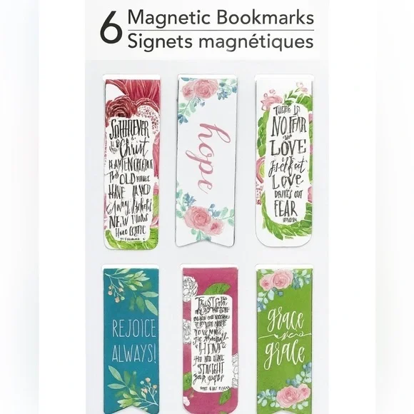 📚 Floral and Inspirational Magnetic Bookmarks 📚🤓