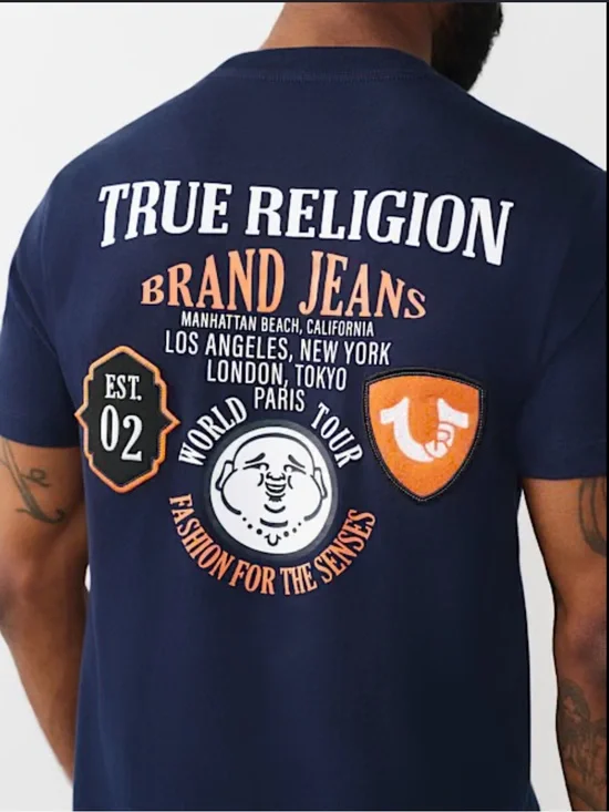 True Religion Navy Short-Sleeve Logo Tee