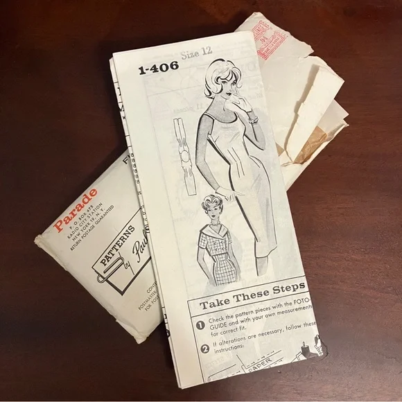 Vintage early 1960s Parade Dress Sewing Pattern 1-406 Size 12