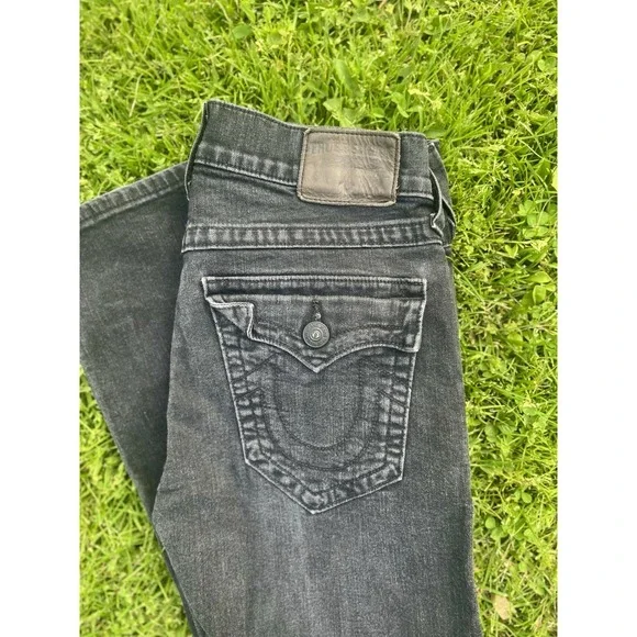 True Religion Denim Ricky Flap Straight Leg Jeans‎ Black USA Made Men's 31 X 26