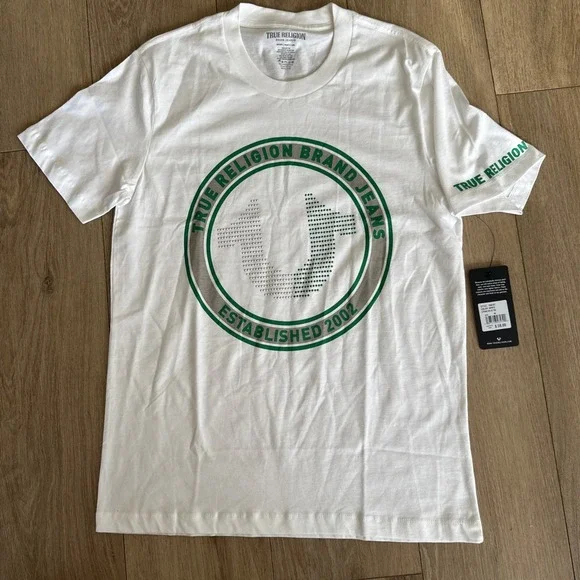 True Religion Men's White Strike HS SS Tee 2002 Size Medium NEW‎
