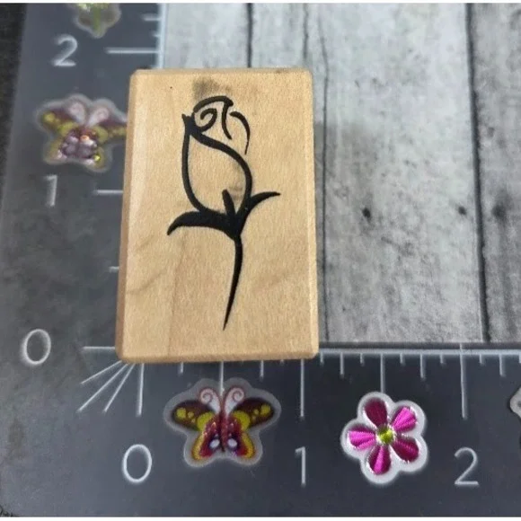 PSX Designs Single Flower Rose B2271 1997 Rubber Stamp Wood #A60