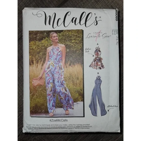 McCall's M8069 Learn to Sew Halter Jumpsuit Romper Pattern Size L-XL ZoeMcCalls