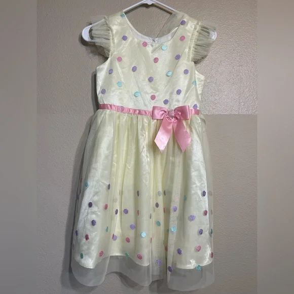 Jona Michelle Yellow Dress with Pink Accents size 8