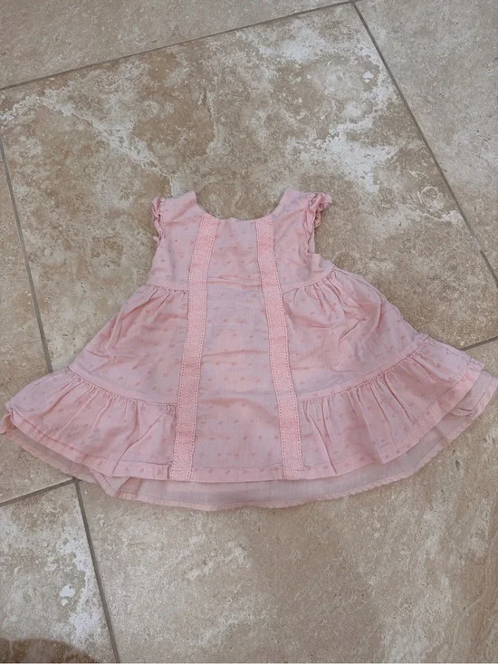 Pink Ruffle Baby Dress with Eyelet Trim