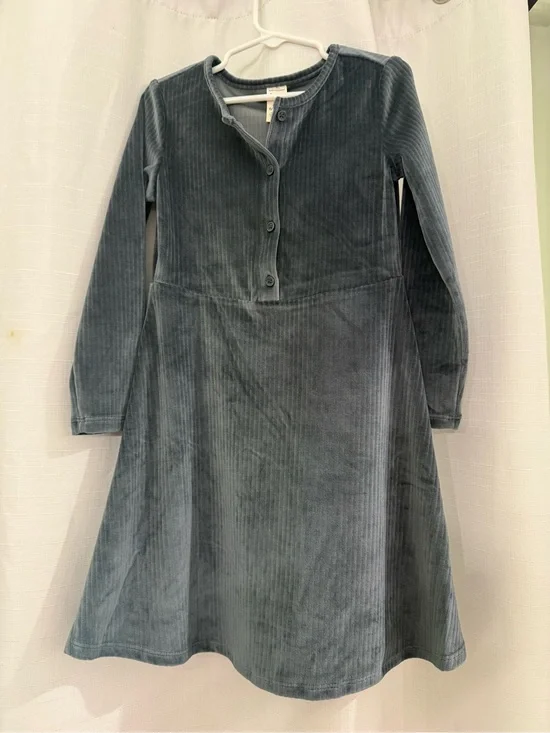 OshKosh B'gosh Girls Long-Sleeve Dress in Slate Blue/grey