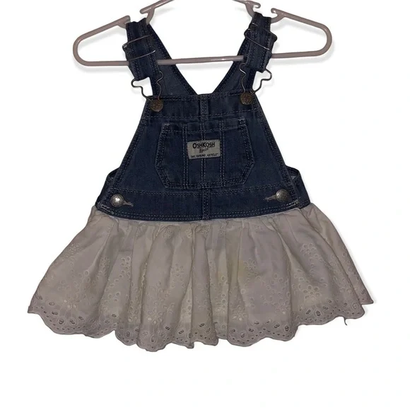 Oshkosh B'Gosh Denim Overall Dress with Eyelet Lace Skirt