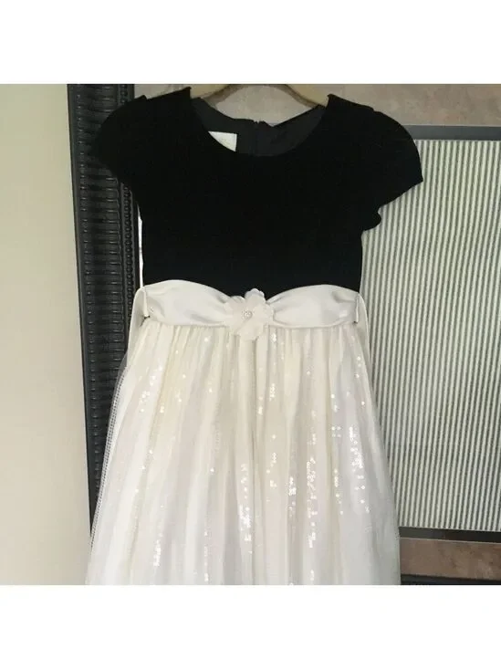 Cinderella Dress Flower Girl Black Velvet Tulle Skirt Sequin