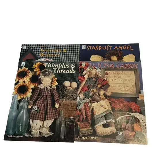 4 DPC Leaflets‎ Sewing Pattern Cross Stitch Stardust Angel Thimbles Threads