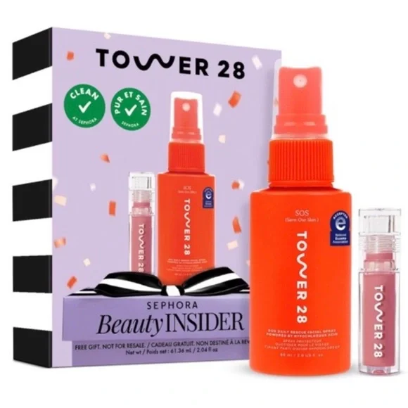 Tower 28 SOS Daily Rescue Facial Spray & Shine on Lip Jelly Set - Pistachio