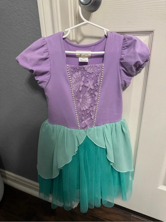 Lilac & Teal Layered Tulle Dress with Lace Bodice