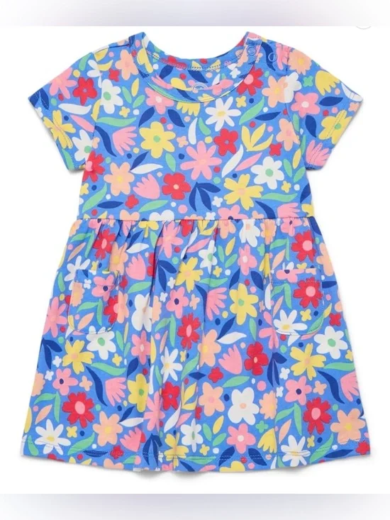 Wonder Nation Girls 24M Blue Floral Play Dress Boho Summer Fairy Cottagecore