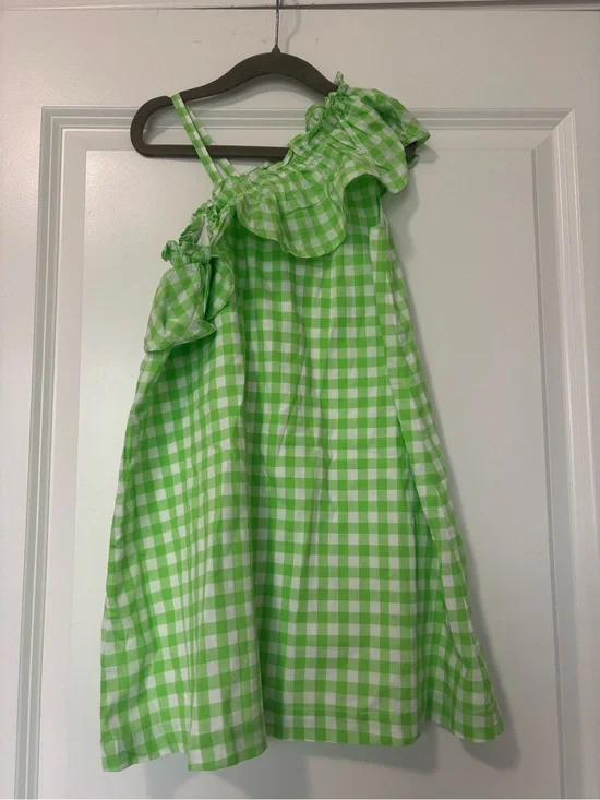 Crewcuts Dress Green Gingham Girls Size 5
