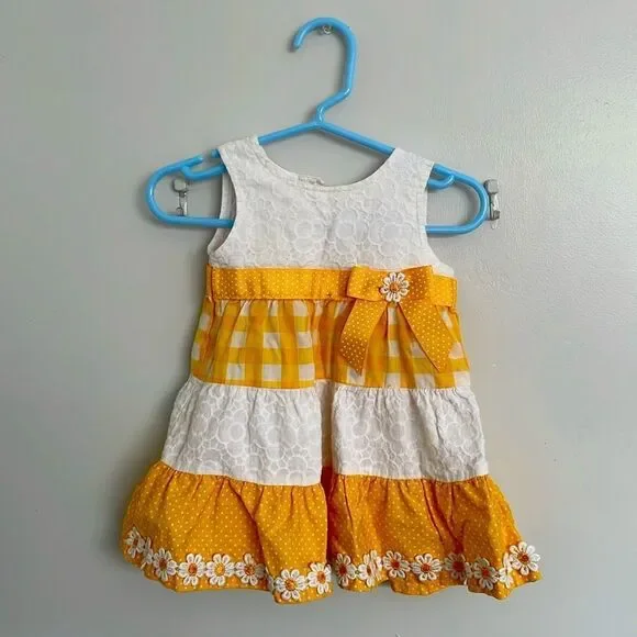baby girl yellow and white spring Kids Dress size 3-6months